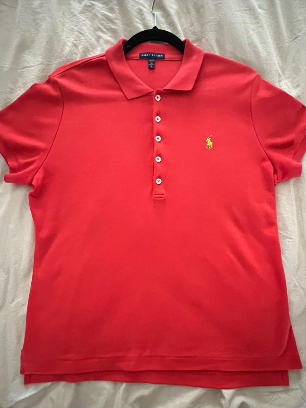 Ralph Lauren Girls XL 18-20 Orange/Red Polo Shirt Green Pony Logo Classic Fit
